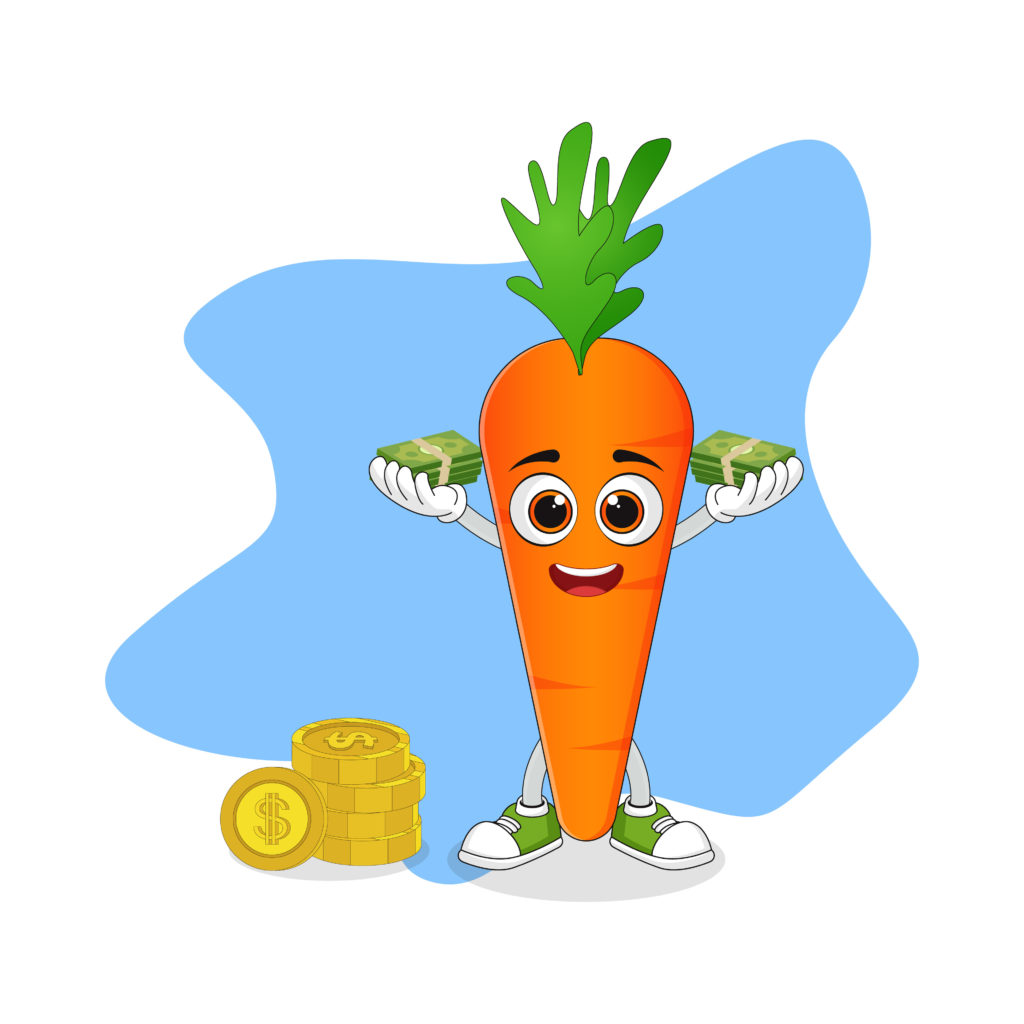 cartoon carrot with money